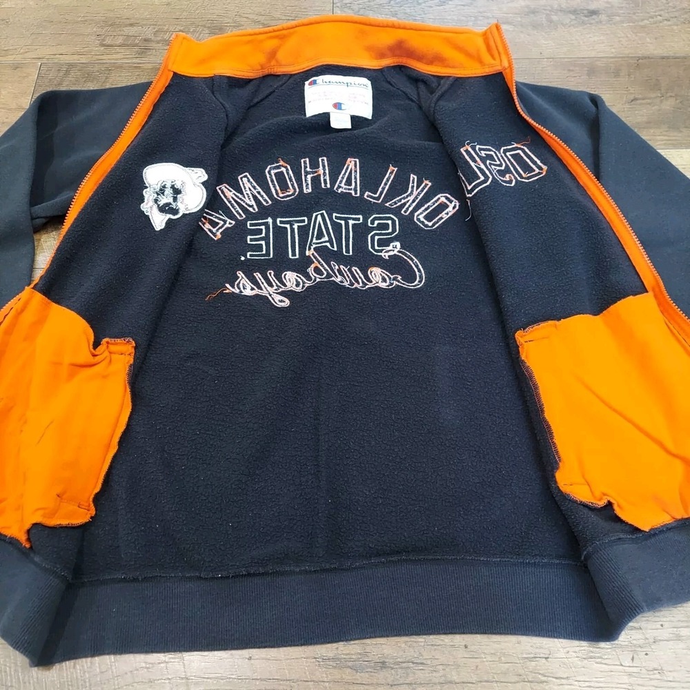 Vintage Champion Oklahoma State Cowboys Black Orange Jacket Men's Size Large OSU - Picture 7 of 11
